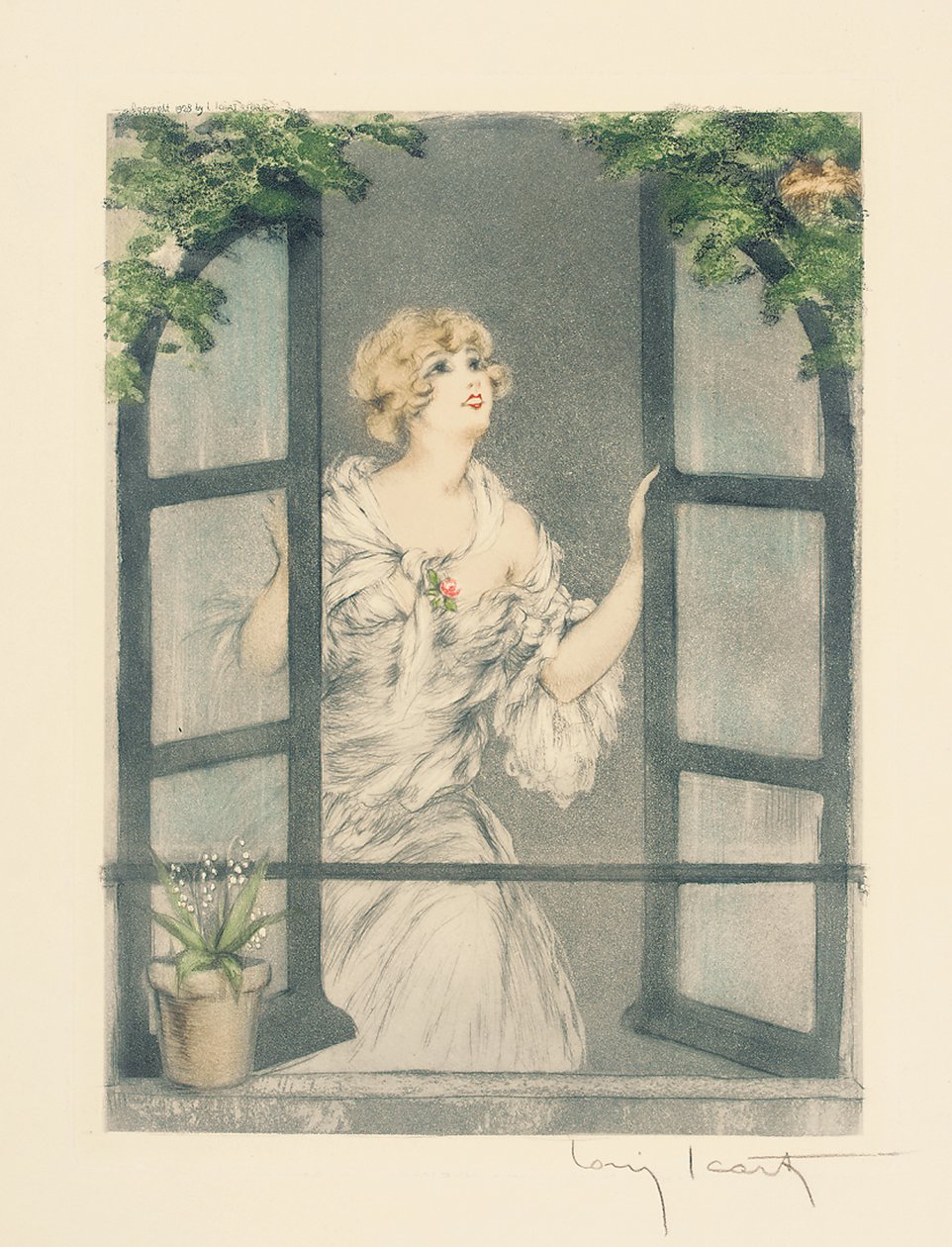 Cztery pory roku: wiosna, ok. 1928 (ręczna igła i akwatinta) (zob. też 745548-51) autorstwa Louis Icart