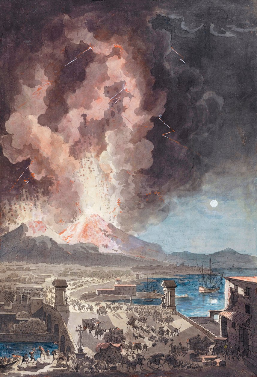 Erupcja Wezuwiusza we Włoszech w 1779 r. autorstwa Louis Jean (after) Desprez