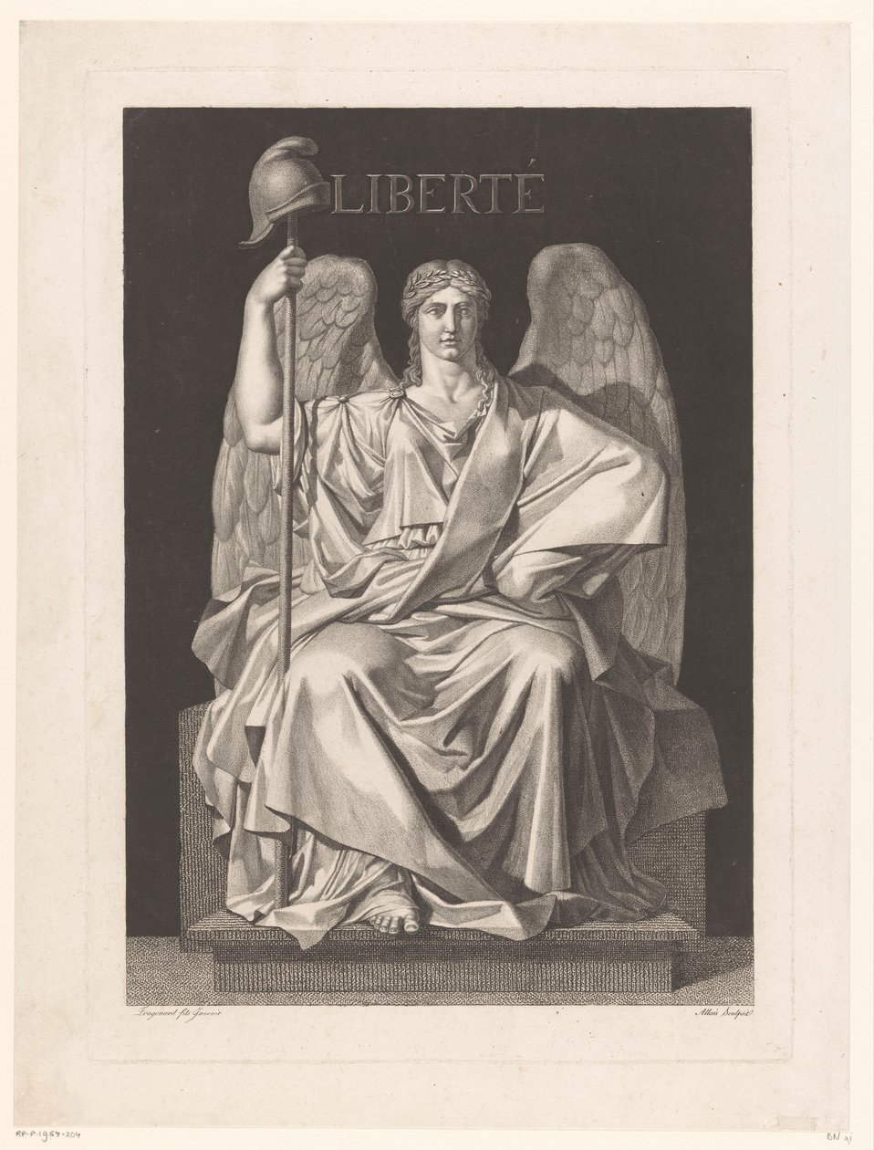 Alegoryczne przedstawienie wolności Liberté (tytuł na obiekcie) autorstwa Louis Jean Allais