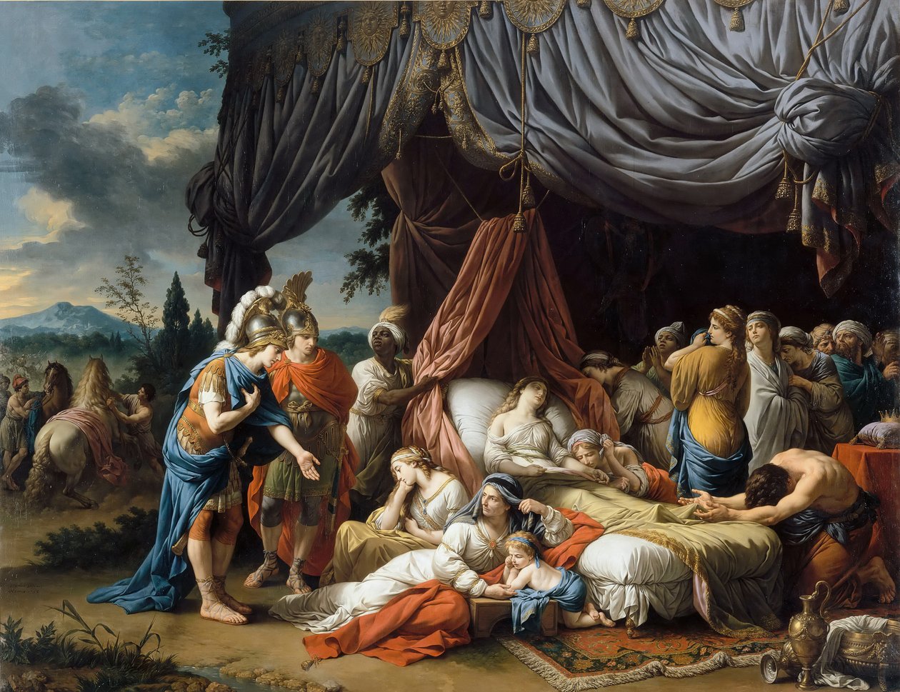 Aleksander Wielki i Hefajstion przy łożu śmierci żony Dariusza III autorstwa Louis Jean François Lagrenée