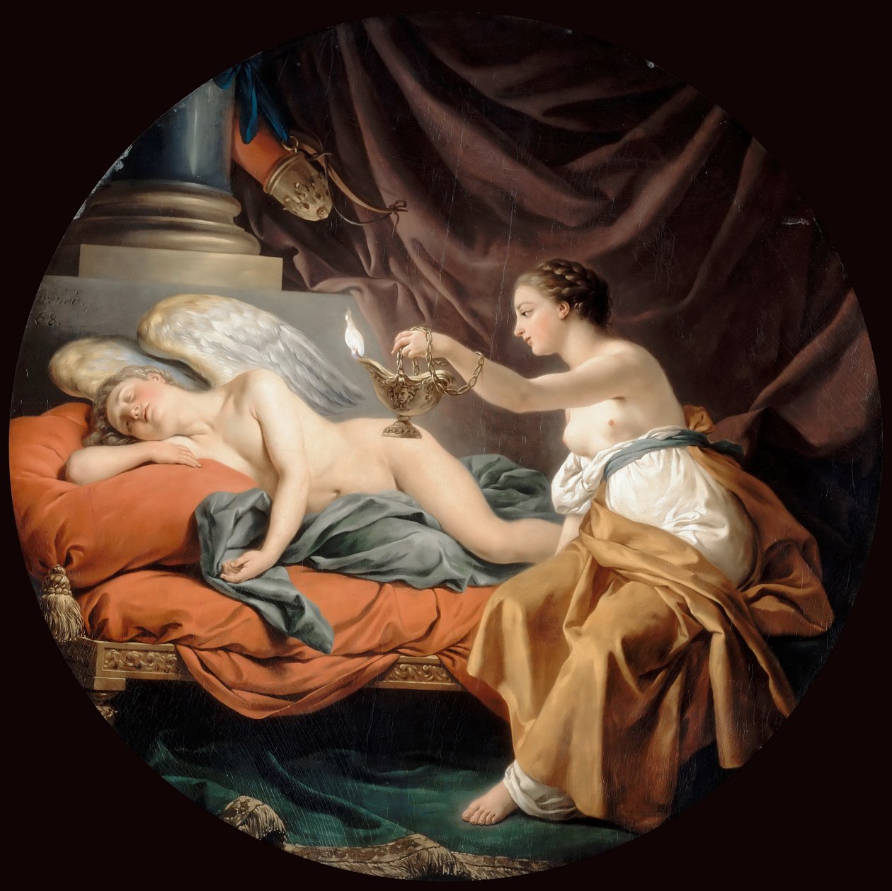 Psyche Zaskakujący Śpiący Kupidyn autorstwa Louis Jean François Lagrenée