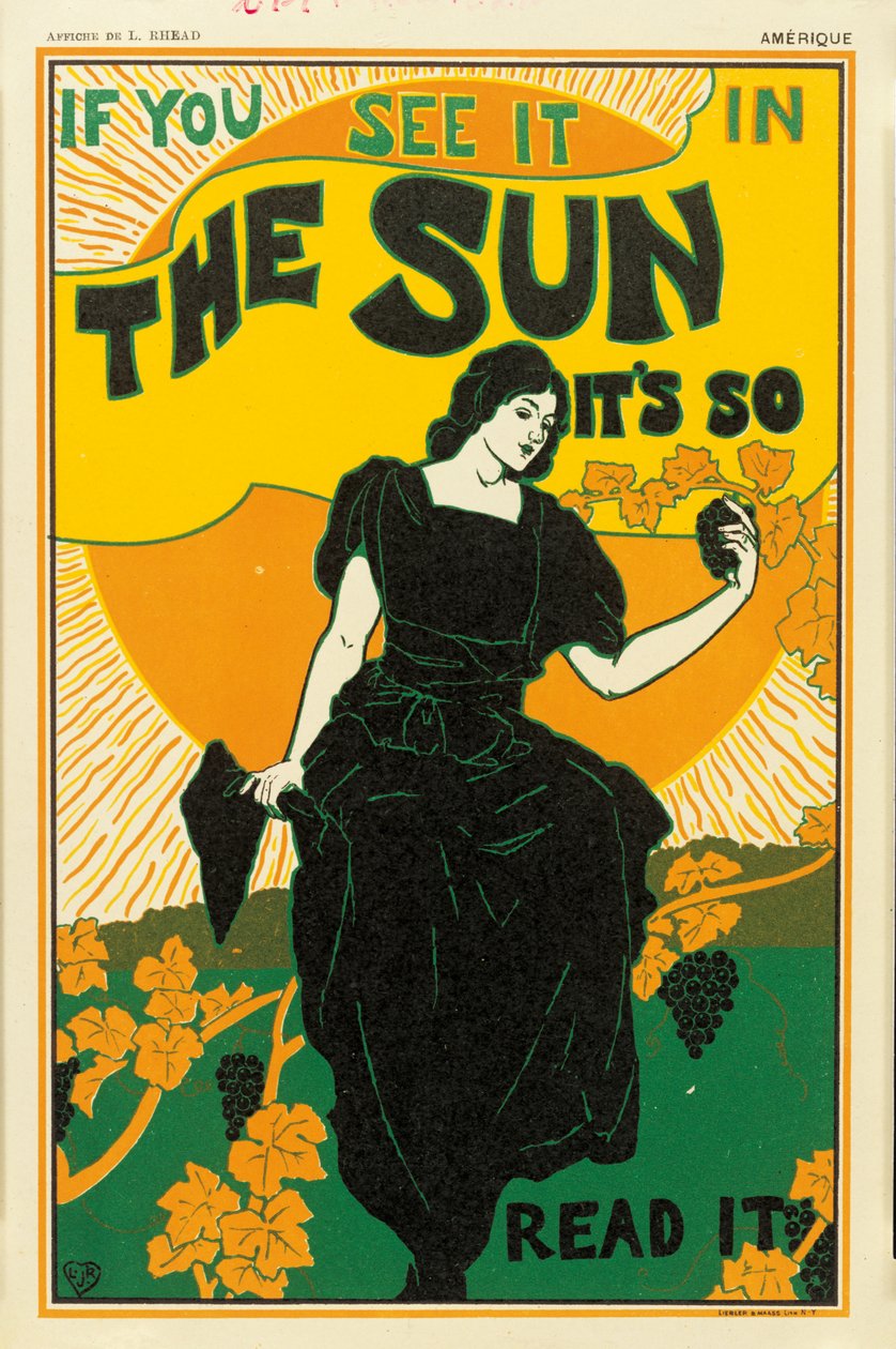 Plakat reklamujący gazetę „The Sun”, 1895 autorstwa Louis John Rhead