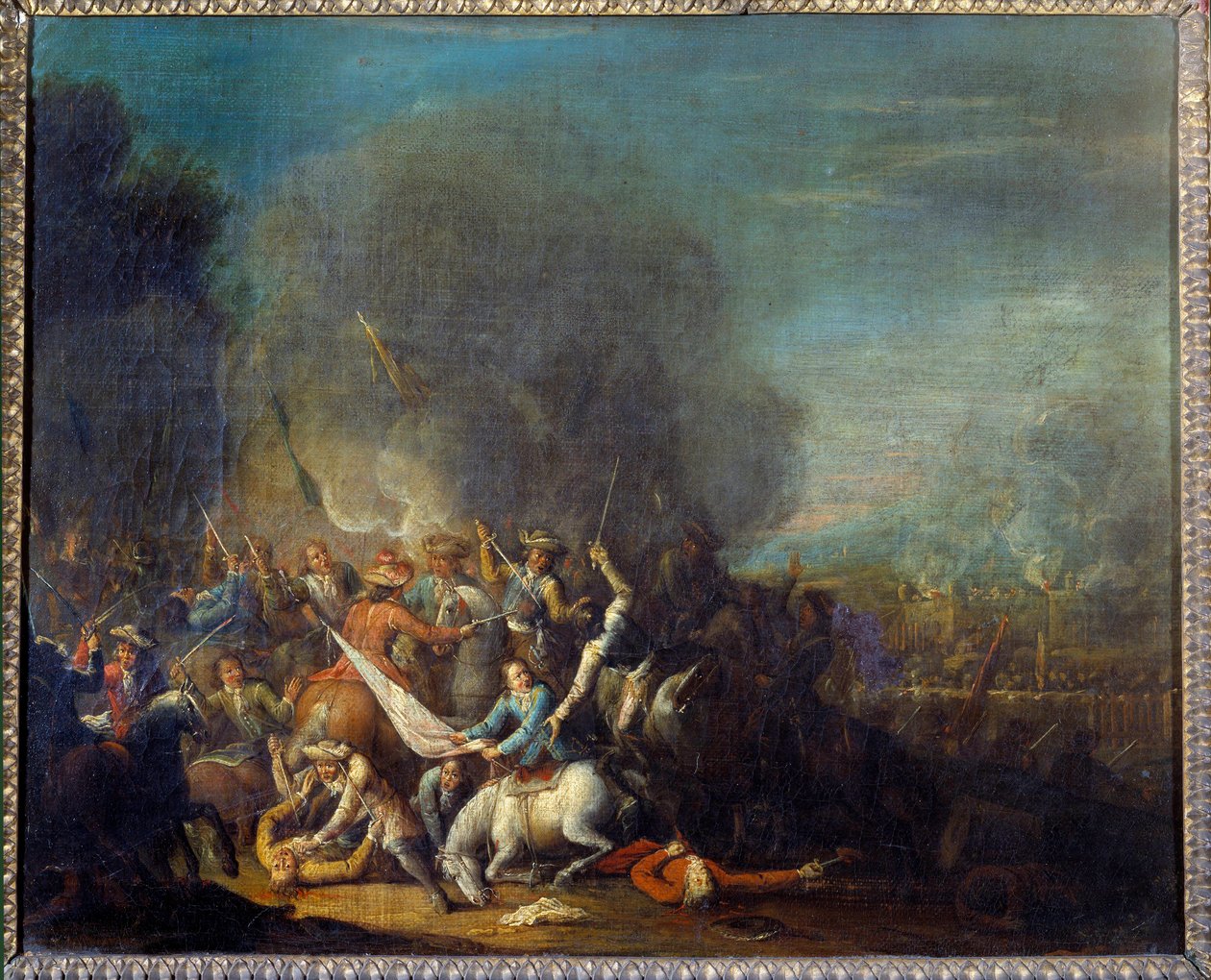Obraz sceny bitwy autorstwa Louisa Josepha Watteau dit Watteau de Lille (1731-1798) autorstwa Louis Joseph  Watteau