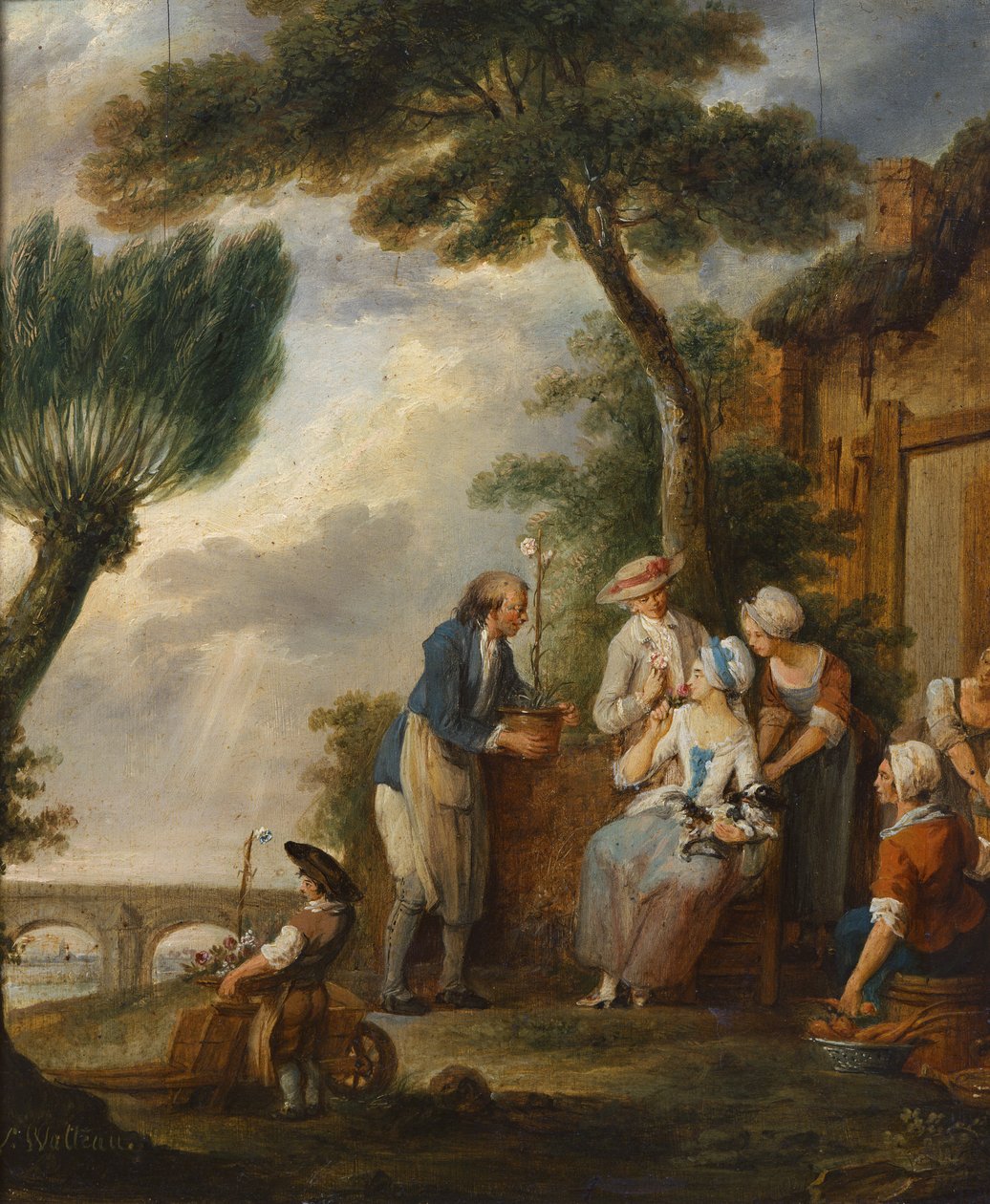 Ogrodnik albo zaręczyny (olej na płótnie) autorstwa Louis Joseph (1731 98) Watteau