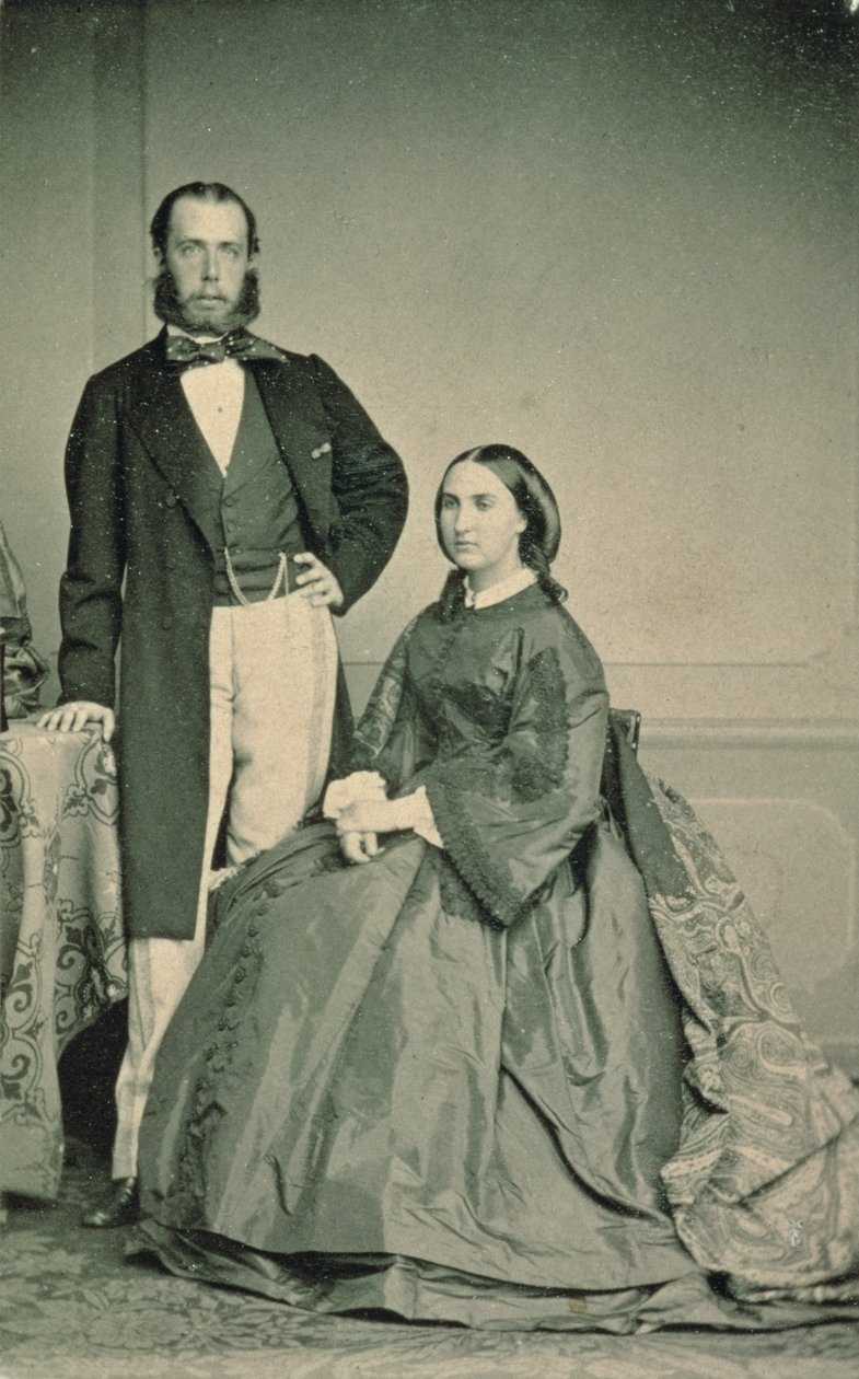 Maksymilian Habsburg-Lotaryngia (1832-67) i Charlotte Saxe-Coburg-Gotha (1840-1927), cesarz i cesarzowa Meksyku, przed ich wyjazdem do Meksyku, 1864 autorstwa Louis Joseph Ghemar