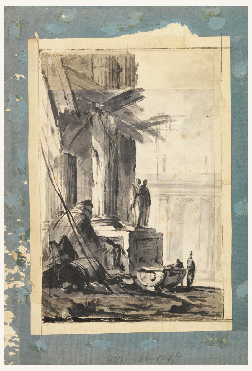 Rysunek, Ruin Fantasy, ok. 1762 r. autorstwa Louis Joseph Le Lorrain