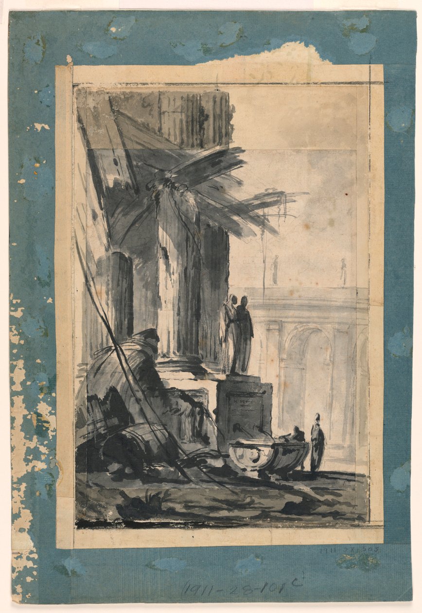 Rysunek, Ruin Fantasy, ok. 1762 r. autorstwa Louis Joseph Le Lorrain