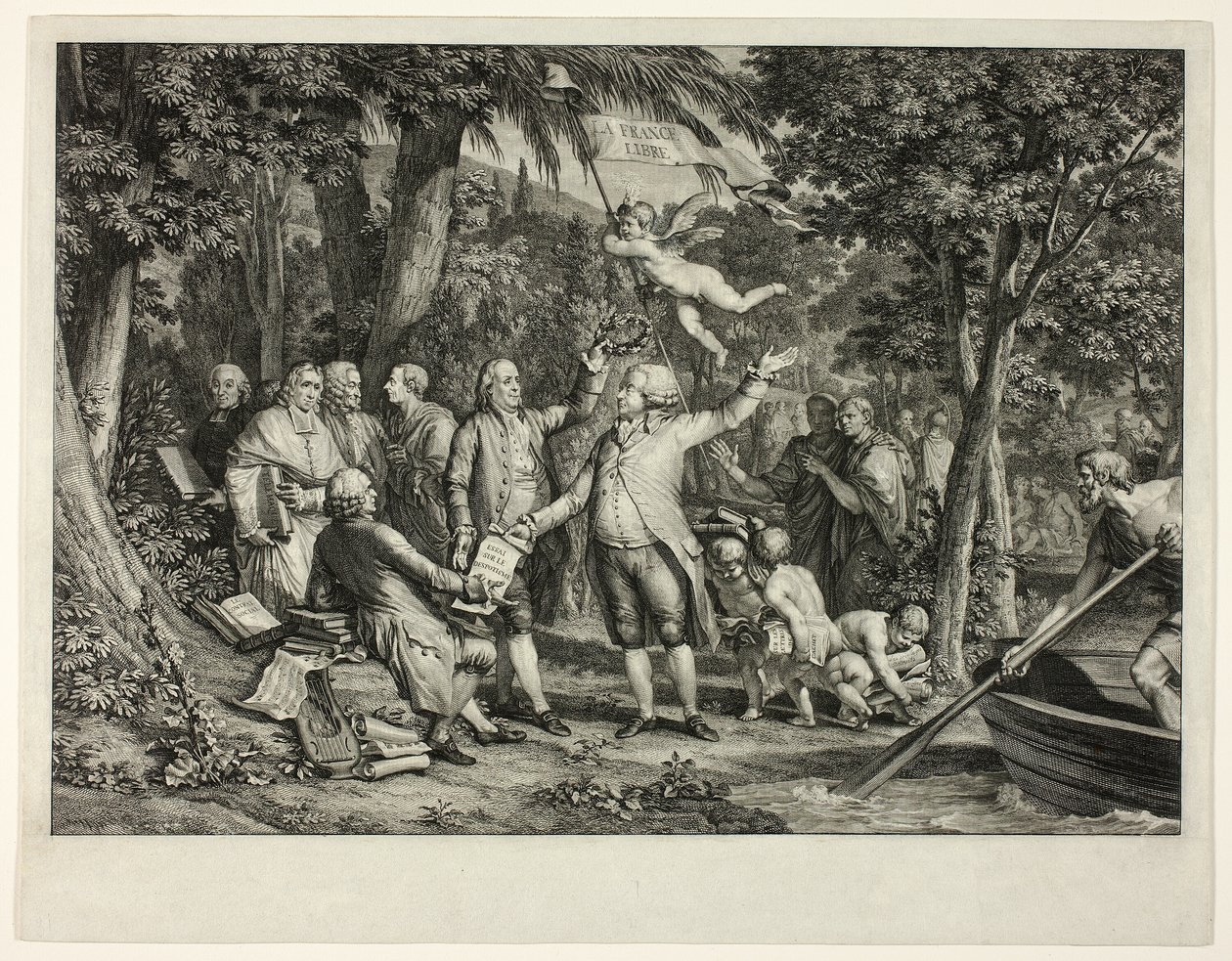 Mirabeau przybywa na Pola Elizejskie autorstwa Louis Joseph Masquelier