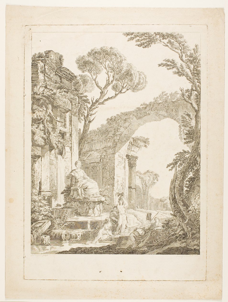 Fontanna w ruinach autorstwa Louis Joseph Masquelier