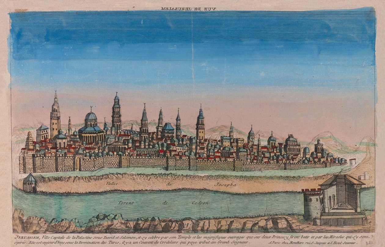 Mapa Jerozolimy Stolica Palestyny ​​pod rządami Dawida i Salomona..., 1770 autorstwa Louis Joseph Mondhare