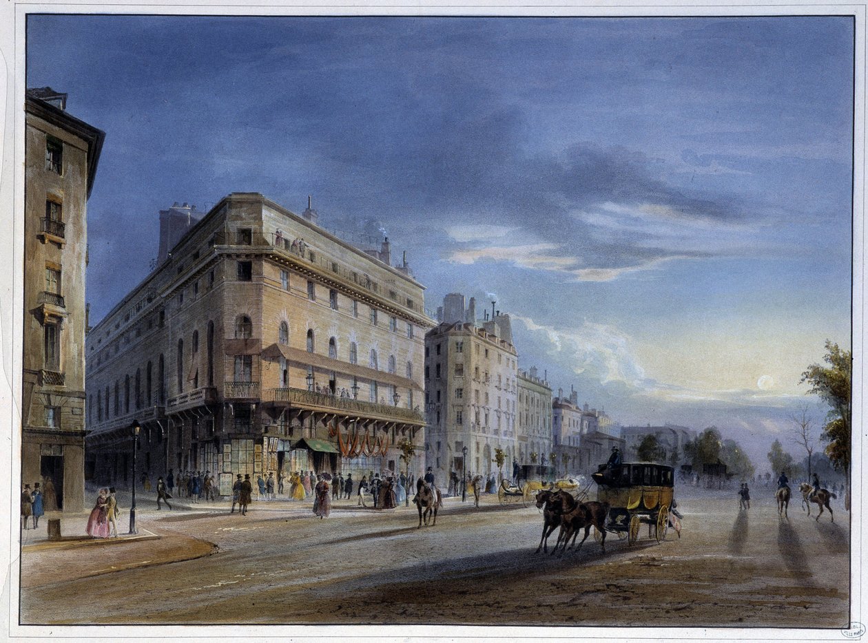Boulevard des Italiens - w „Paryżu en 1837” autorstwa Arnout autorstwa Louis Jules Arnout