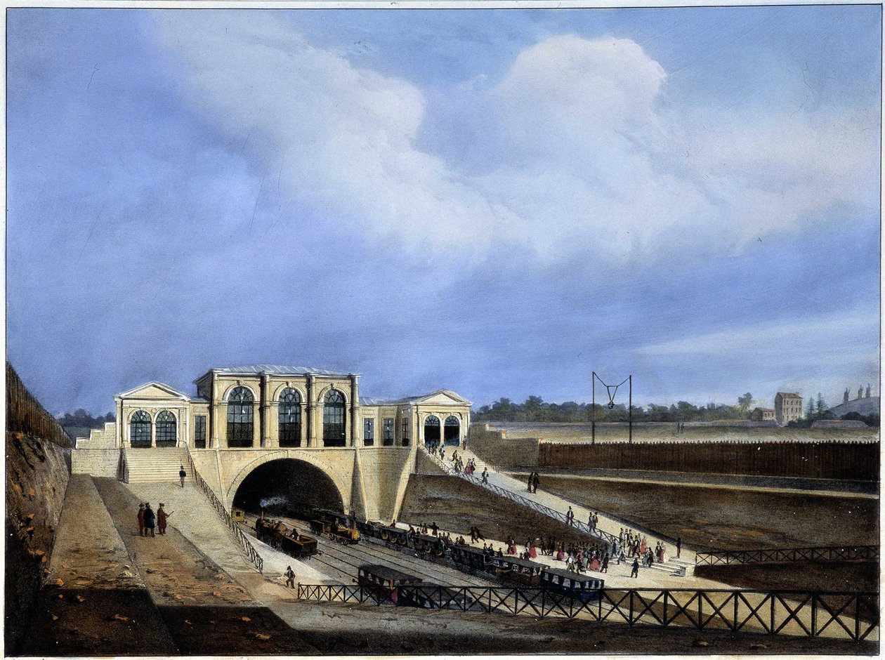 Kolej z Paryża do Saint Germain - w „Paryżu 1837” autorstwa Arnout autorstwa Louis Jules Arnout