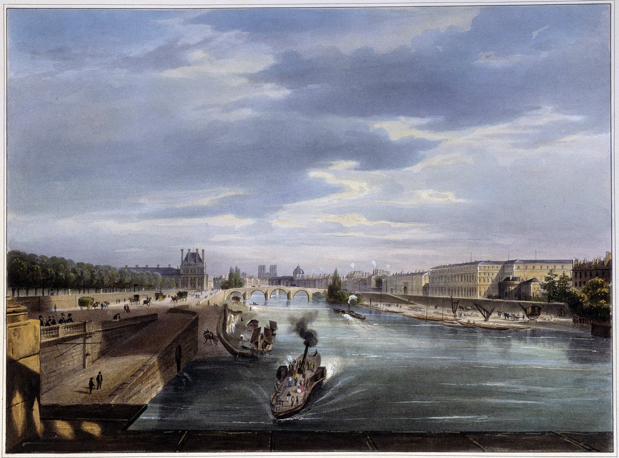 Le pont Royal - w "Paryżu 1837" niedaleko Arnout autorstwa Louis Jules Arnout
