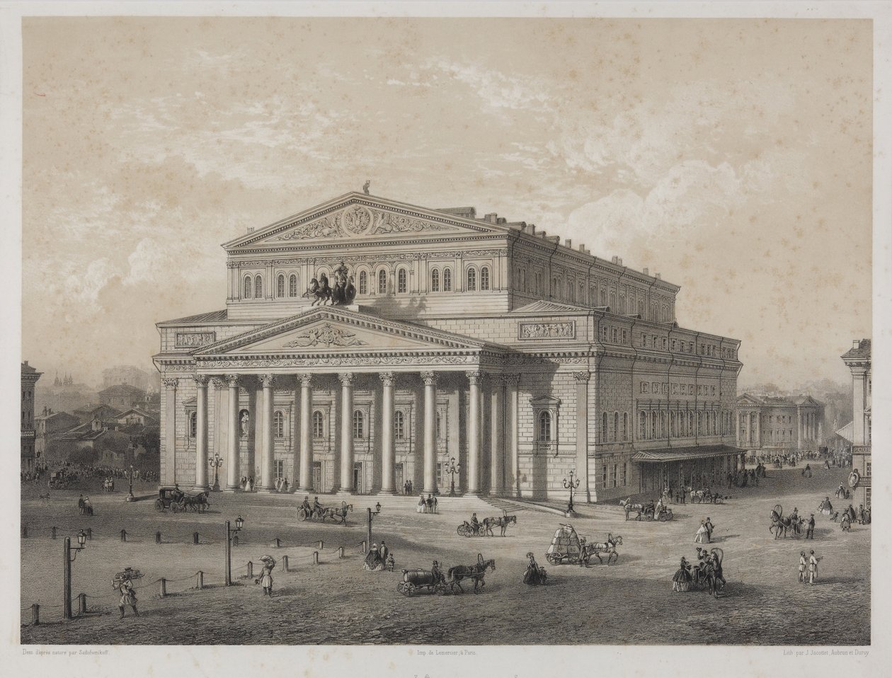 Bolchoi - Teatr Bolszoj w Moskwie Jacottet, Louis Julien (1806-?). Litografia autorstwa Louis Julien Jacottet