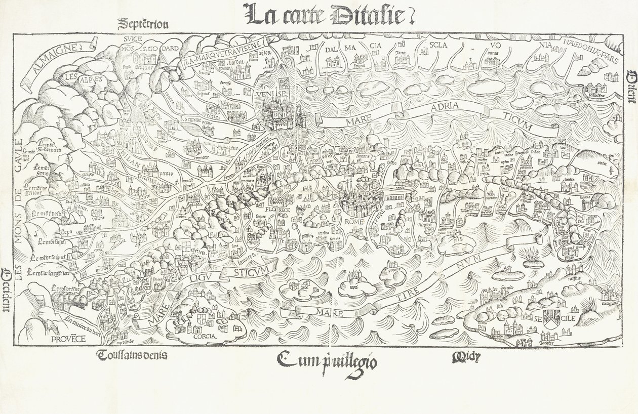 Mapa Włoch, ok.1830 autorstwa Louis Julien Jacottet