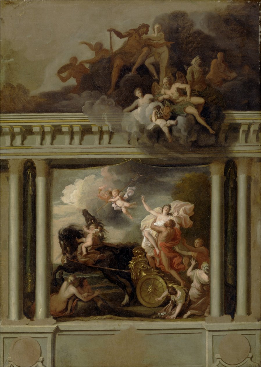 The Rape of Prozerpine, projekt schodów Devonshire House, Londyn, ok. 1704 (olej na płótnie) autorstwa Louis Laguerre