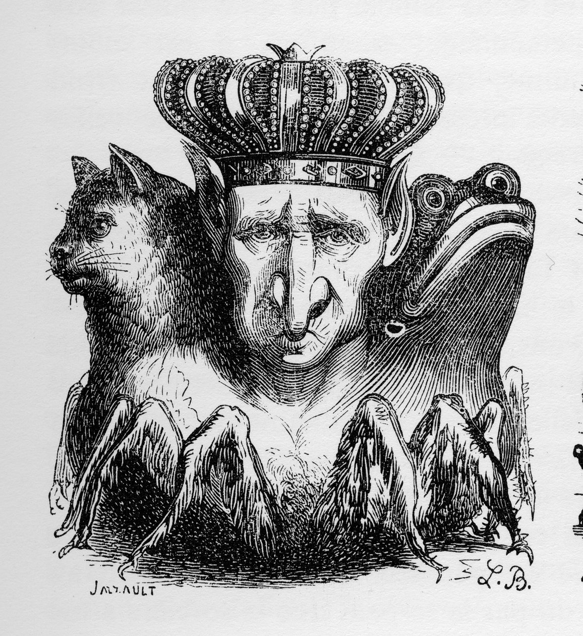 Bael - Baal - (demon) - Bael jest głową piekielnej mocy - w „Le dictionnaire infernal” Collina de Plancy - Grawerowanie L. Bretona. Paryż autorstwa Louis Le Breton