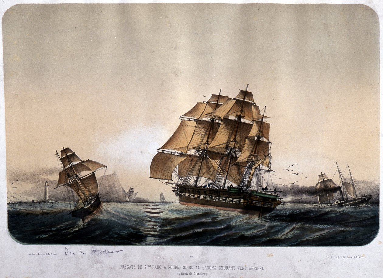Fregate 2. rząd w Gibraltarze. autorstwa Louis Le Breton