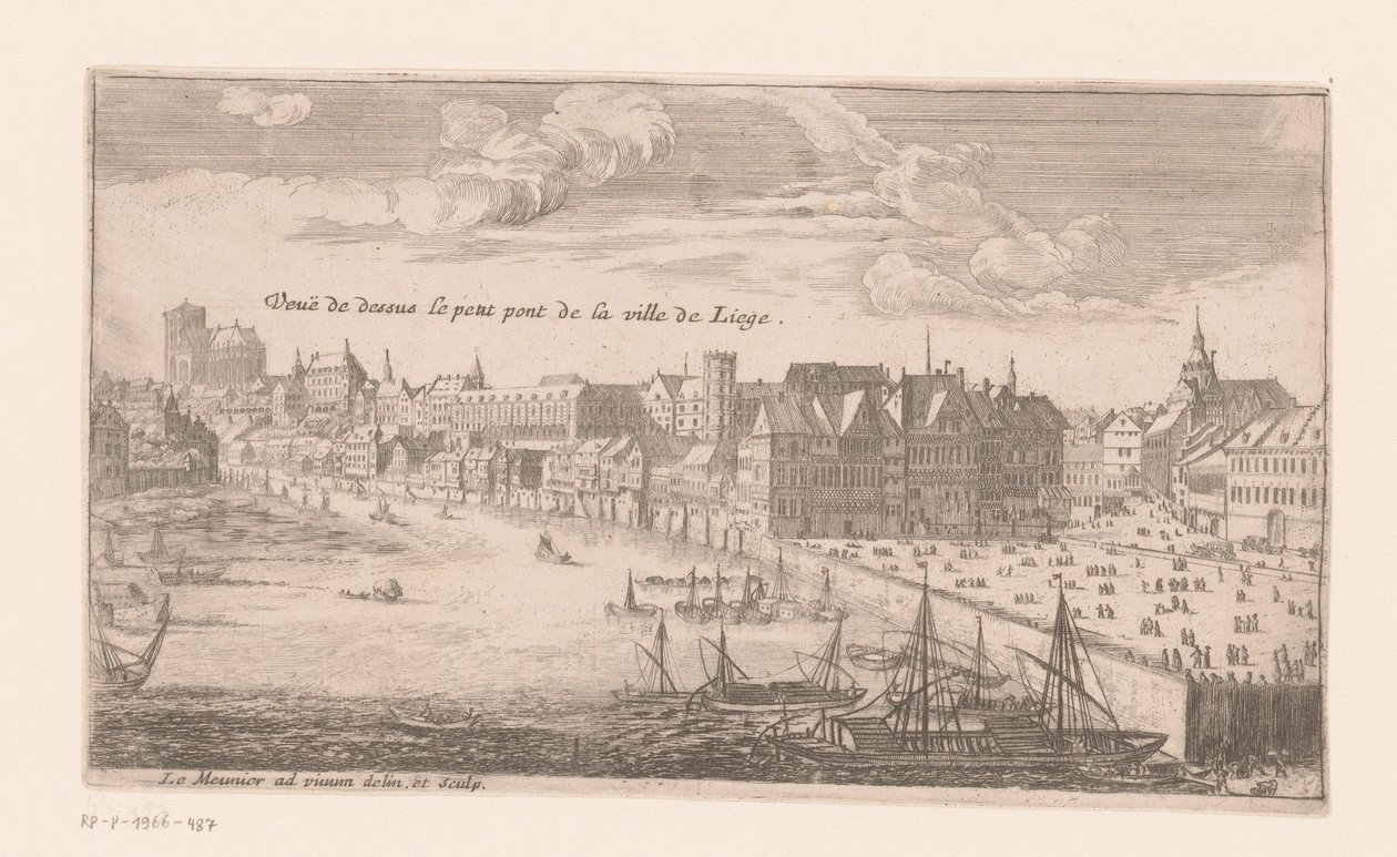 Widok Liège Vue de dessus le petit pont de la ville de Liege (tytuł obiektu) autorstwa Louis Le Meunier
