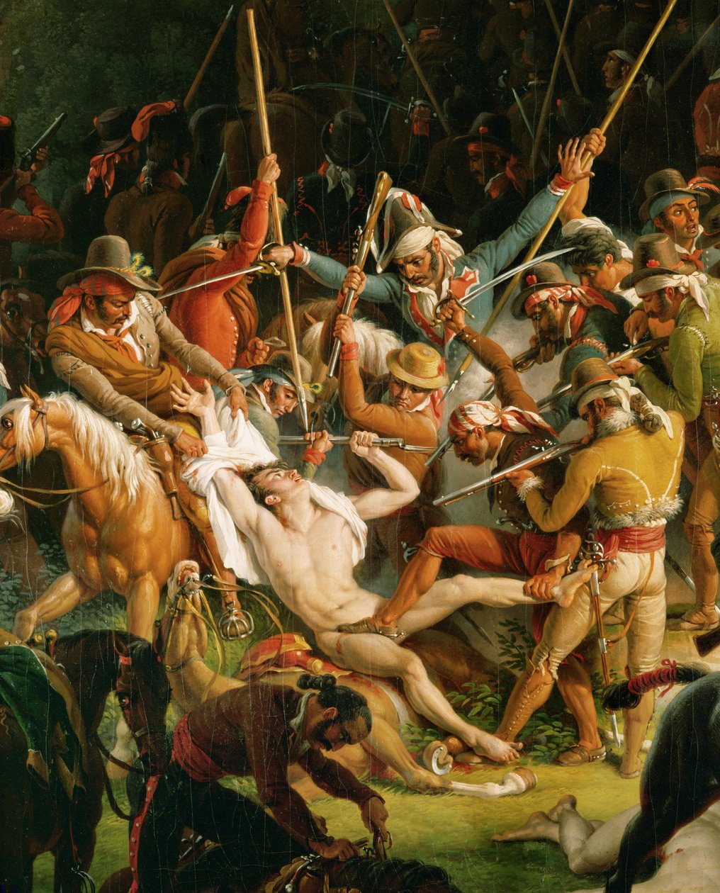 Hiszpański ruch oporu: Hiszpańscy partyzanci atakują konwój z dworu Józefa Bonaparte w pobliżu Salinas (olej na płótnie) autorstwa Louis Lejeune