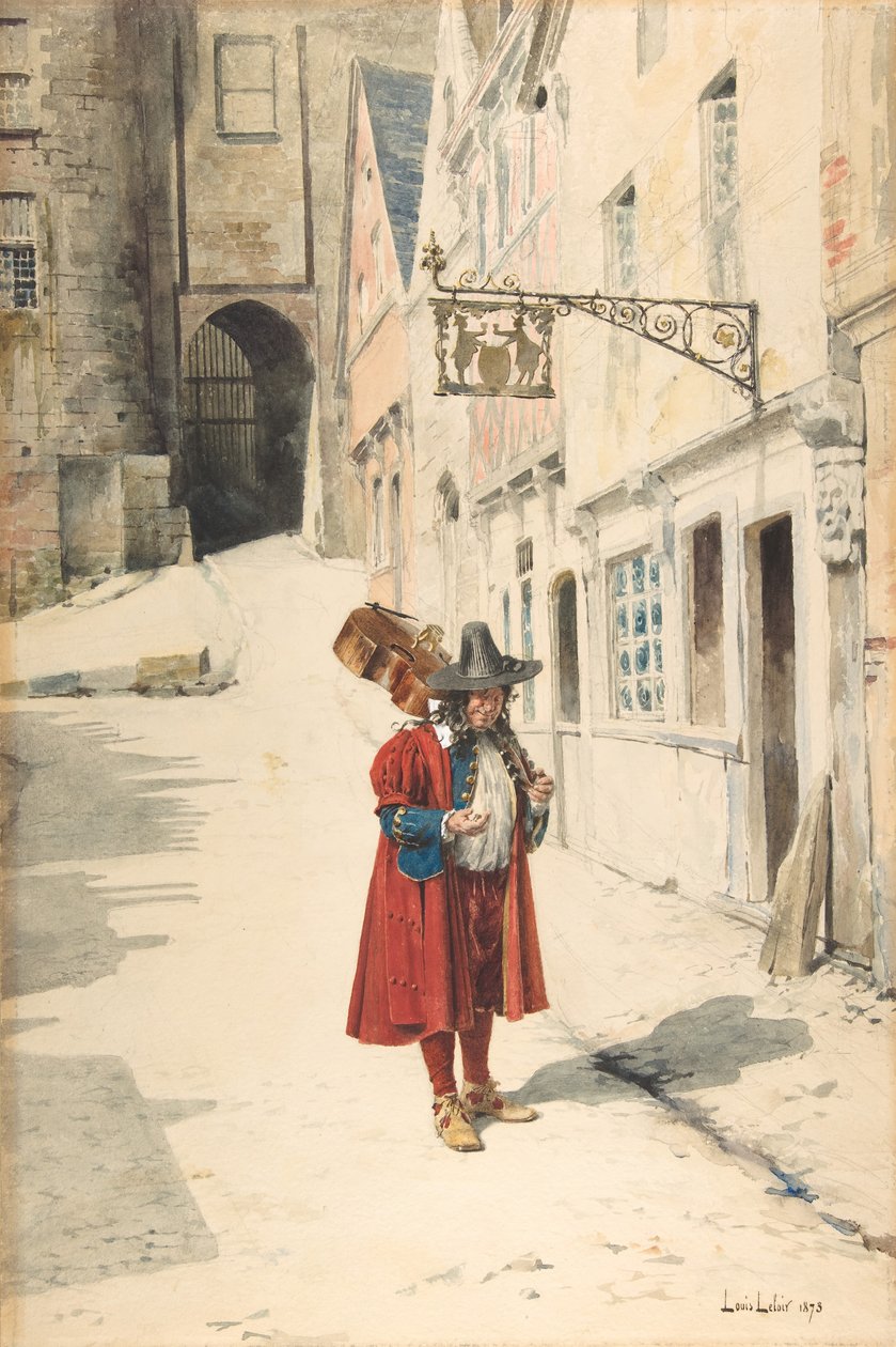 Wędrujący Minstrel, Stara Norymberga, 1843-84. autorstwa Louis Leloir