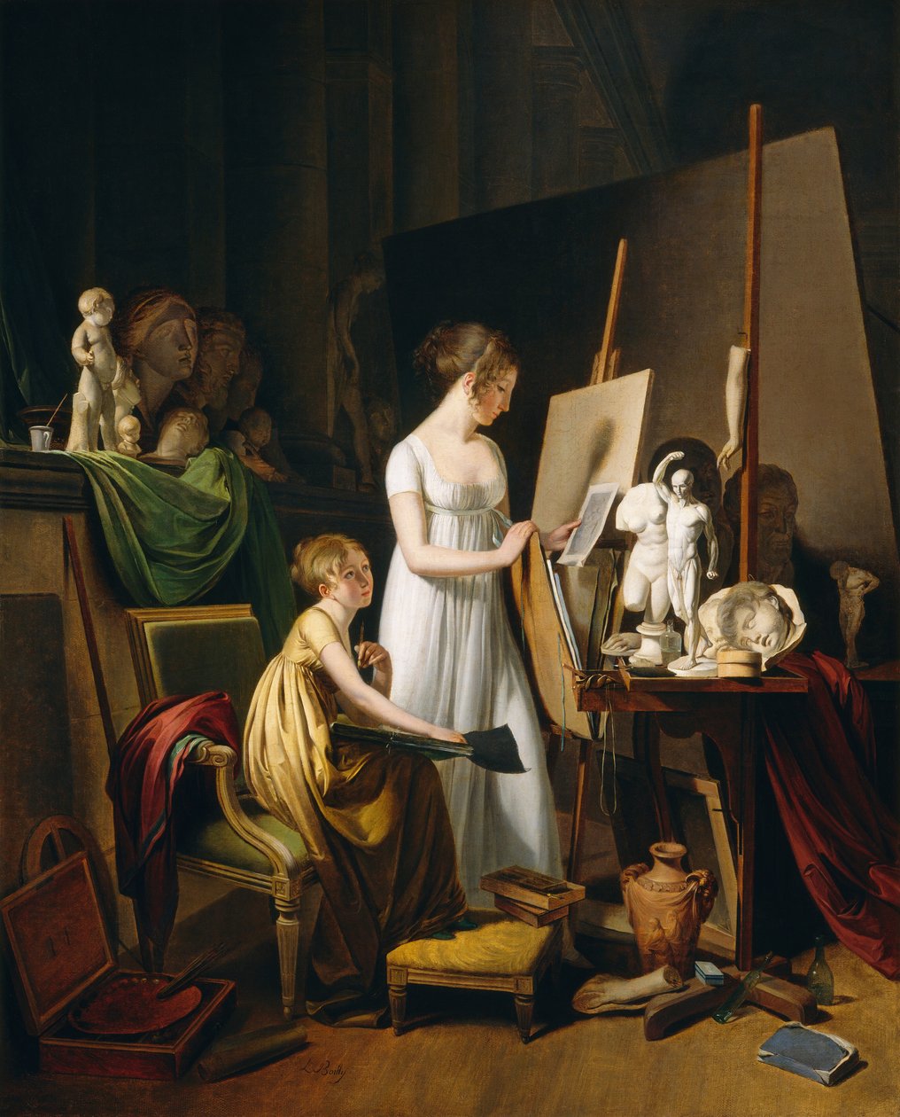 Pracownia malarska, ok. 1800 (olej na płótnie) autorstwa Louis Leopold Boilly