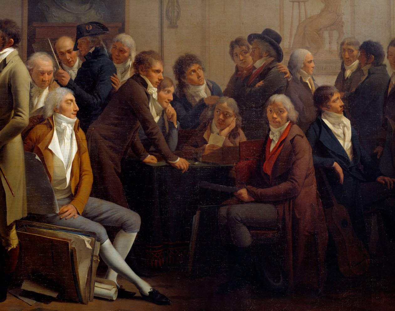 Spotkanie artystów w pracowni malarza Jean Baptiste Isabey (1767-1855): Anne Louis Girodet de Roucy-Trioson (Anne-Louis Girodet de Roucy Trioson autorstwa Louis Leopold Boilly