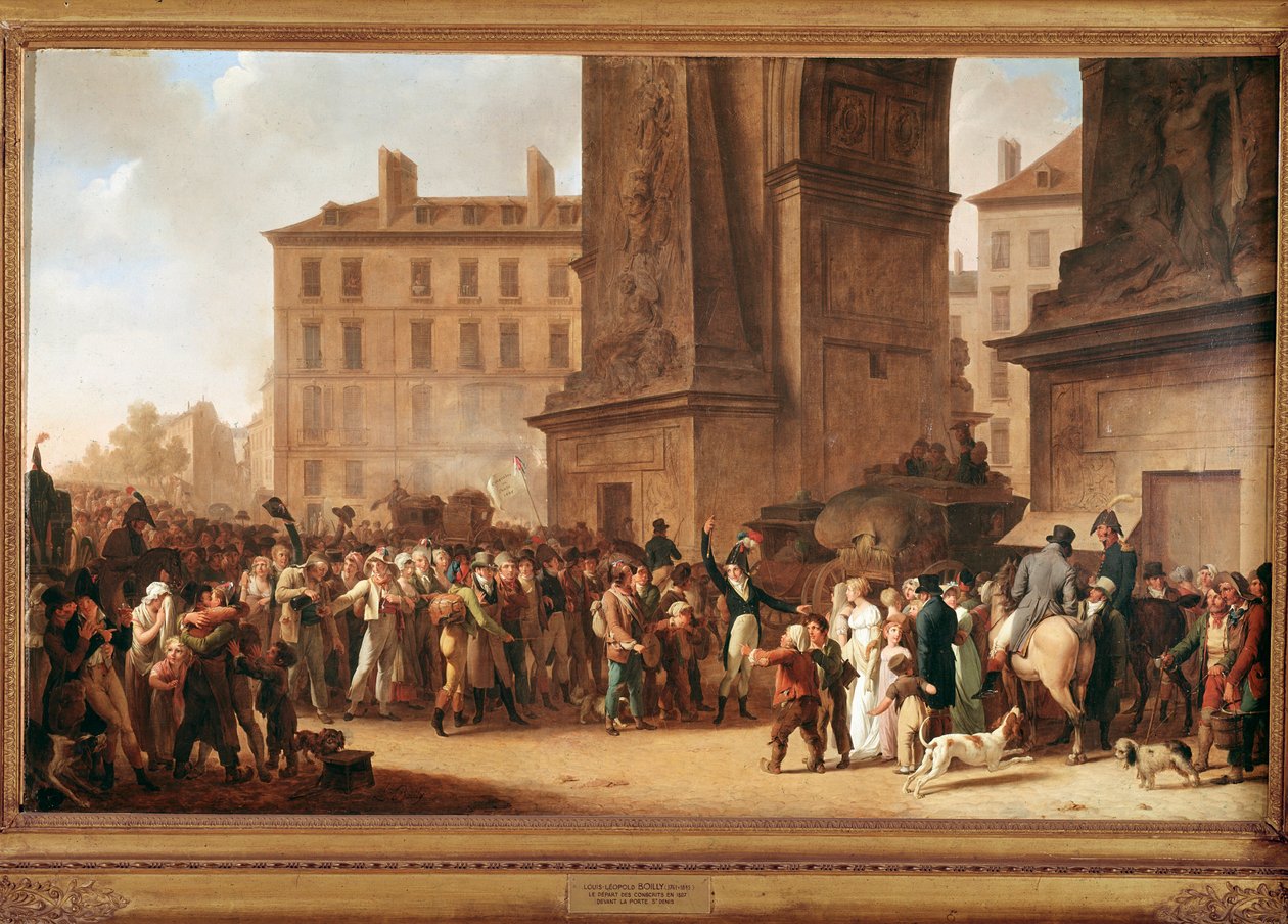 Wyjazd rekrutów do Porte Saint Denis w Paryżu, by walczyć w wojnach napoleońskich autorstwa Louis Leopold Boilly