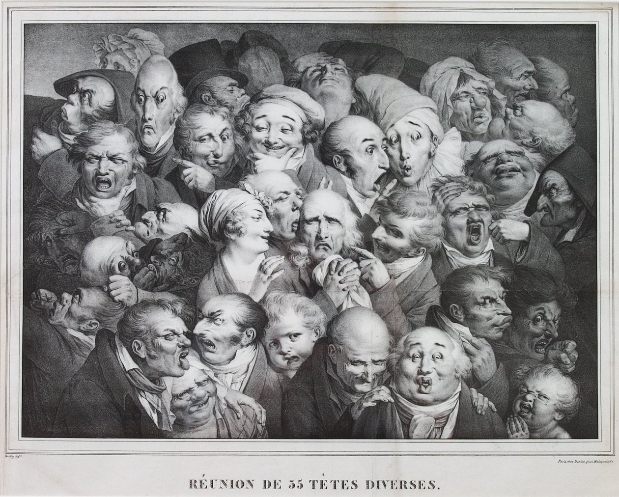 Grupa trzydziestu pięciu głów, 1825 autorstwa Louis Leopold Boilly