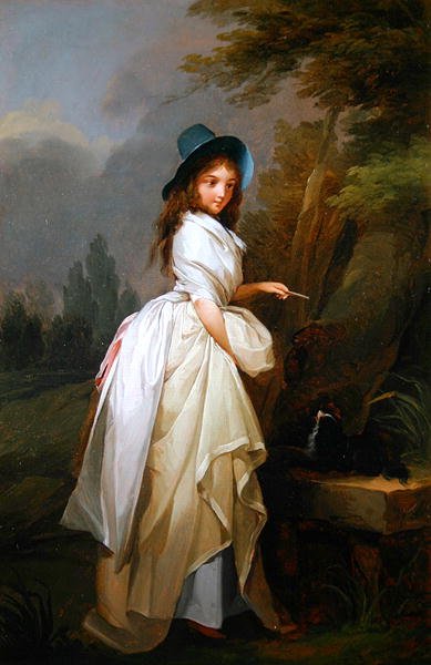 Pani bawi się z psem (olej na płótnie) autorstwa Louis Leopold Boilly