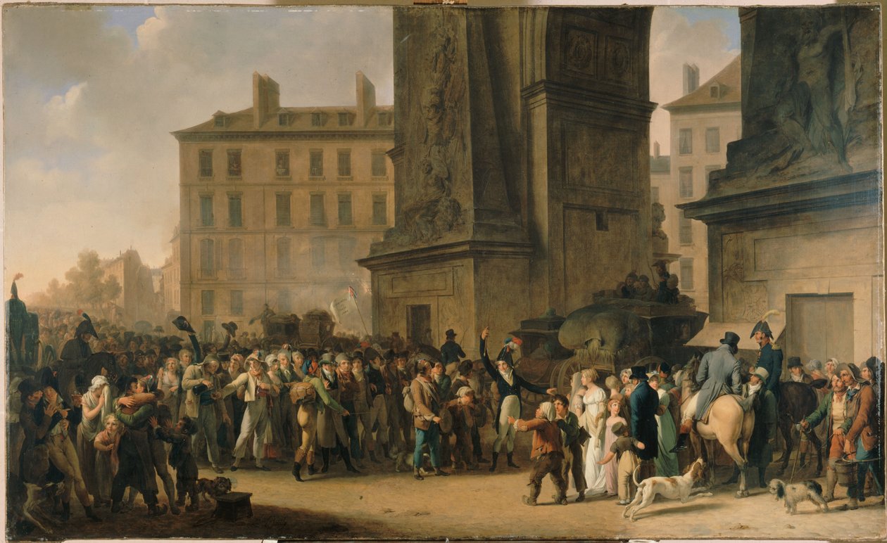 Poborowi z 1807 roku defilujący przed bramą Saint-Denis autorstwa Louis Leopold Boilly