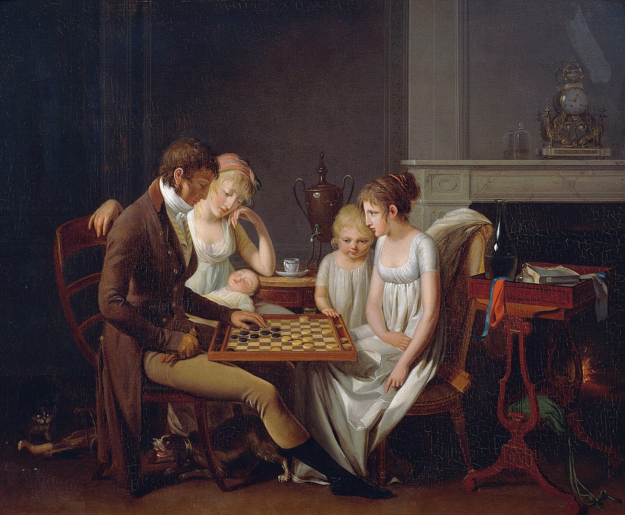 Obraz przedstawiający grę rodzinną w warcaby, ok. 1803, Louis Leopold Boilly (1761-1845), olej na płótnie, Francja autorstwa Louis Leopold Boilly