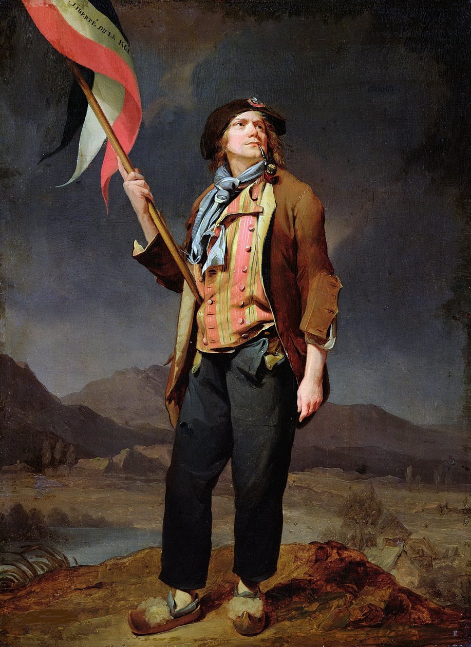 Portret piosenkarza Simona Chenarda (1758-1832) w stroju sans culotte niosącego flagę podczas Dnia Wolności Savoy, 14 października 1792"" Obraz Louisa Leopolda Boilly