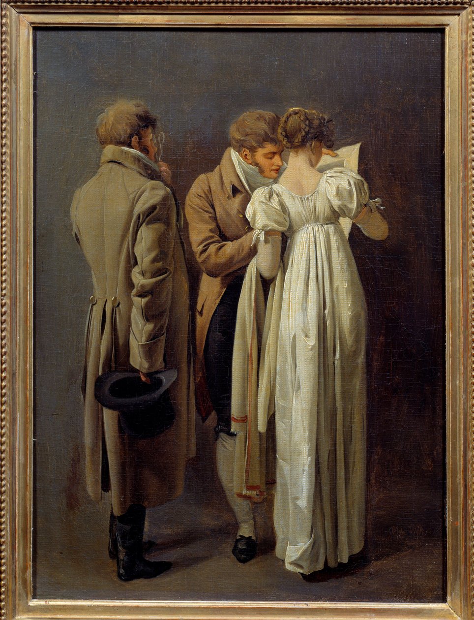Miłośnicy druku Młodzi ludzie vetus w stylu Pierwszego Cesarstwa kontemplują druk. Obraz Louis Leopold Boilly (1761-1845) 1810. Słońce 0,32x0,24 m autorstwa Louis Leopold Boilly