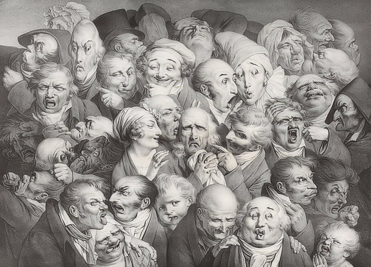 Spotkanie 35 różnych głów (35 verschiedene Köpfe). 1825 autorstwa Louis Leopold Boilly