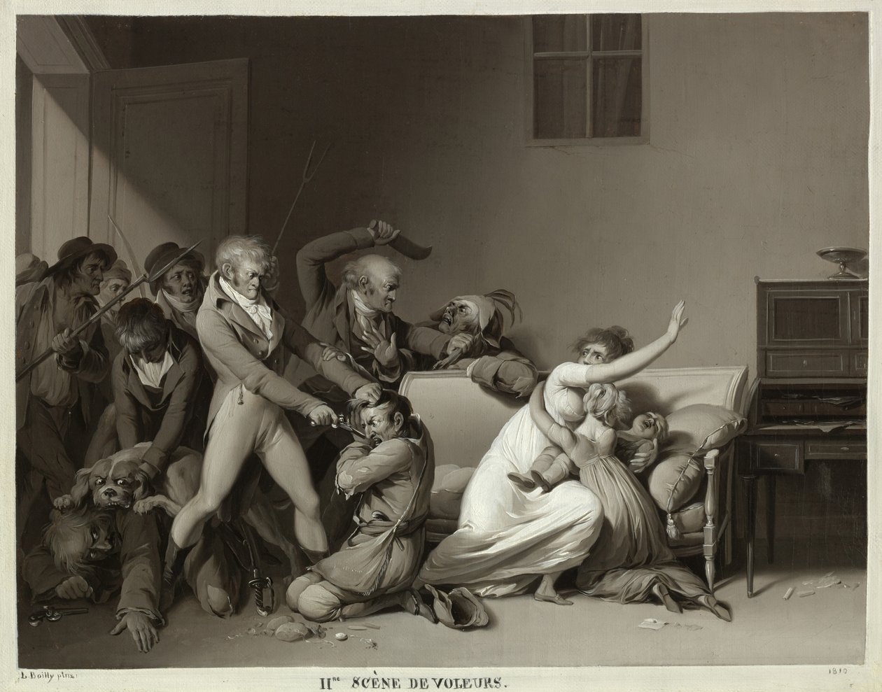 Druga scena włamywaczy: Aresztowanie włamywaczy, 1810 autorstwa Louis Leopold Boilly