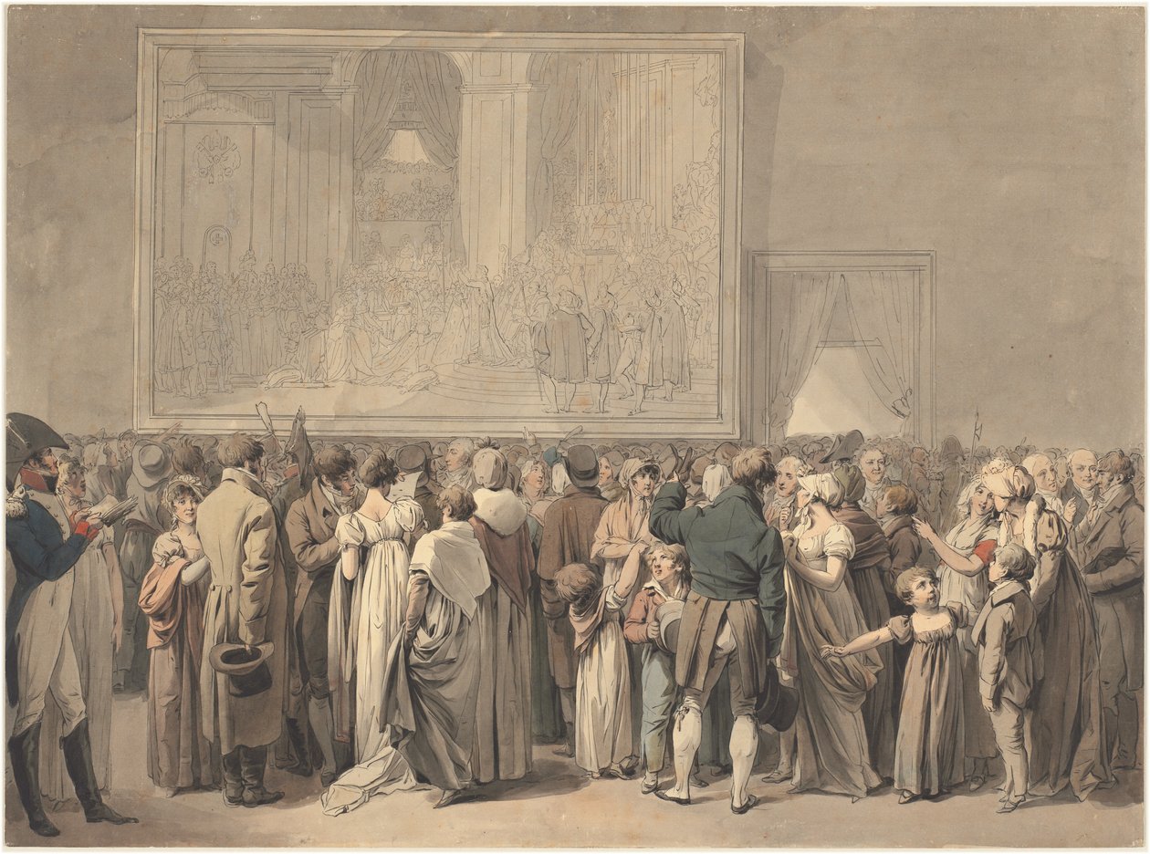 Publiczność w salonie Luwru, oglądanie obrazu „Sacre” autorstwa Louis Leopold Boilly
