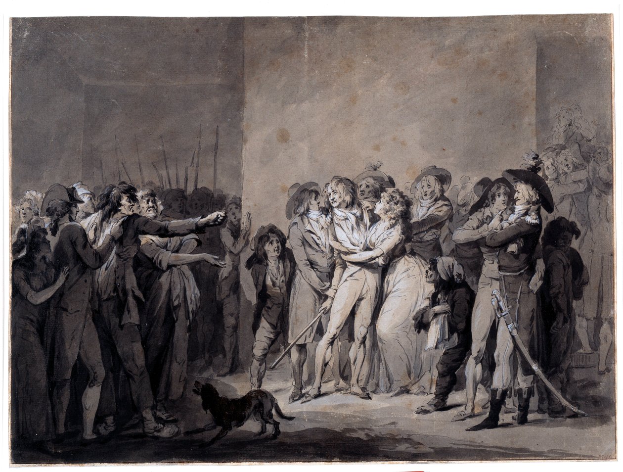 Aresztowanie Charlotte Corday (1768-1793) po zamordowaniu Marata Rysunek Louisa Leopolda Boilly (1761-1845) XIX-wieczny Paryż, Musee Carnavalet autorstwa Louis Leopold Boilly