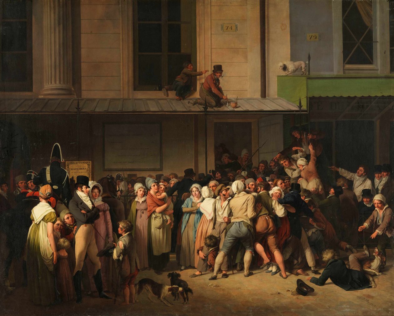 Wejście do Théâtre de lAmbigu-Comique w dniu bezpłatnego przedstawienia, ok. 1819 r. autorstwa Louis Leopold Boilly