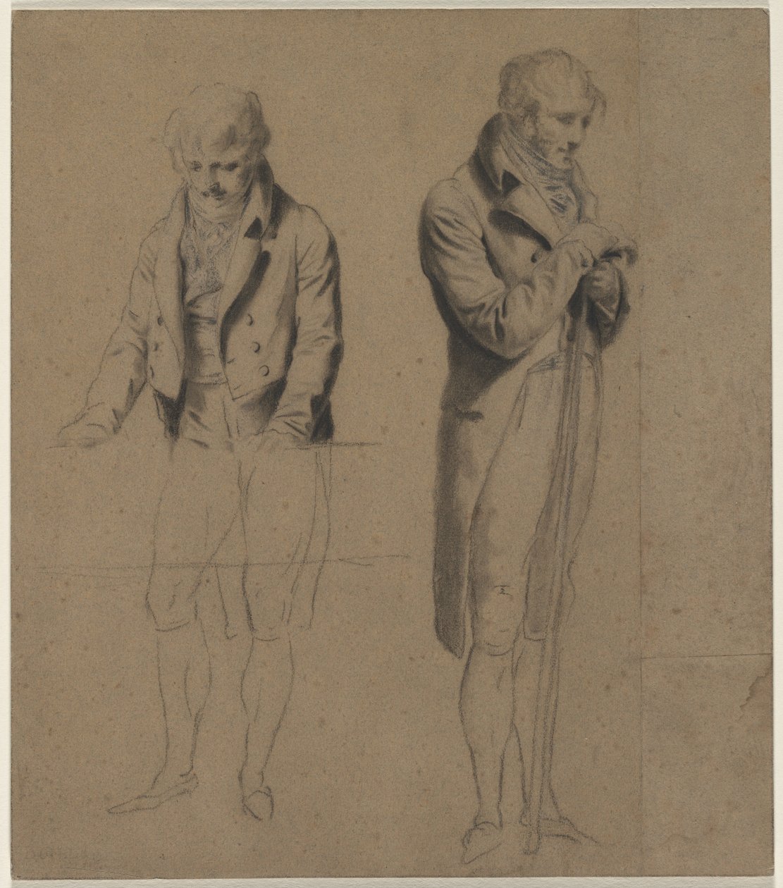 Studium dwóch stojących postaci do gry w bilard, c. 1807. autorstwa Louis Leopold Boilly