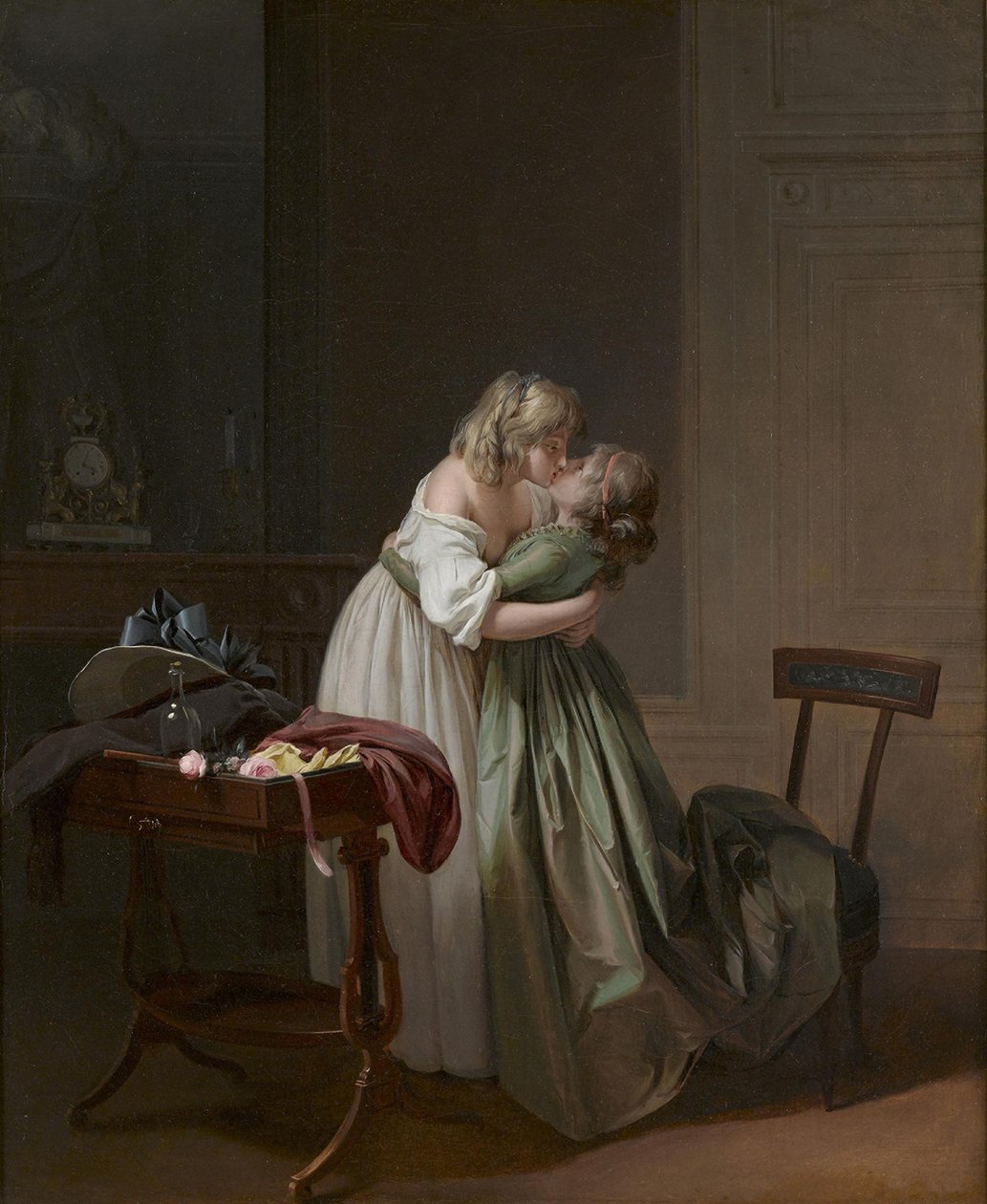 Dwie młode kobiety całują się Dwie młode kobiety całują się, ok. 1790-1794. autorstwa Louis Leopold Boilly