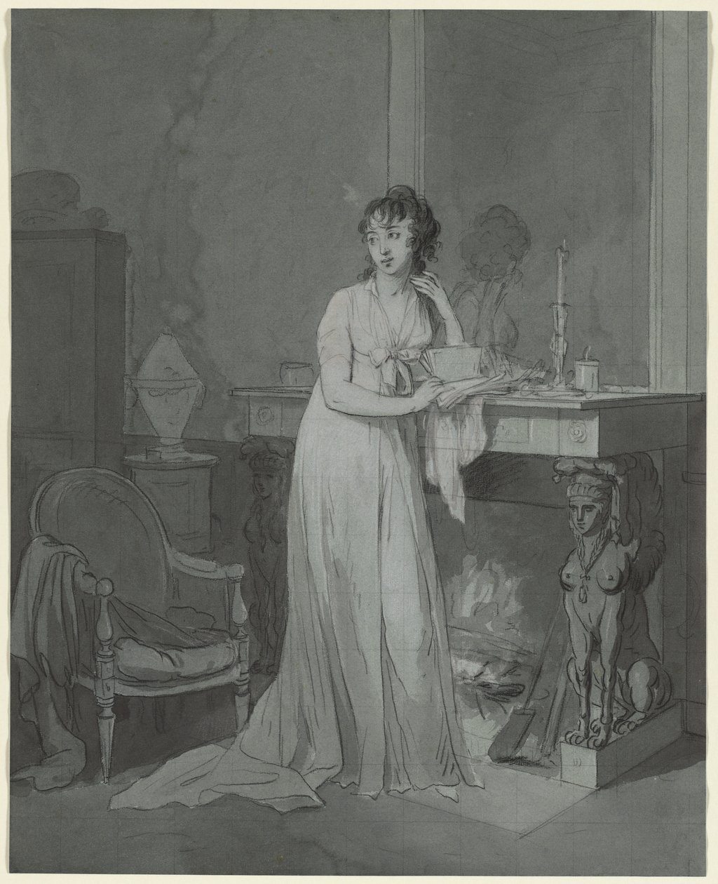 Kobieta przed kominkiem, ok. 1930 r. 1803. autorstwa Louis Leopold Boilly