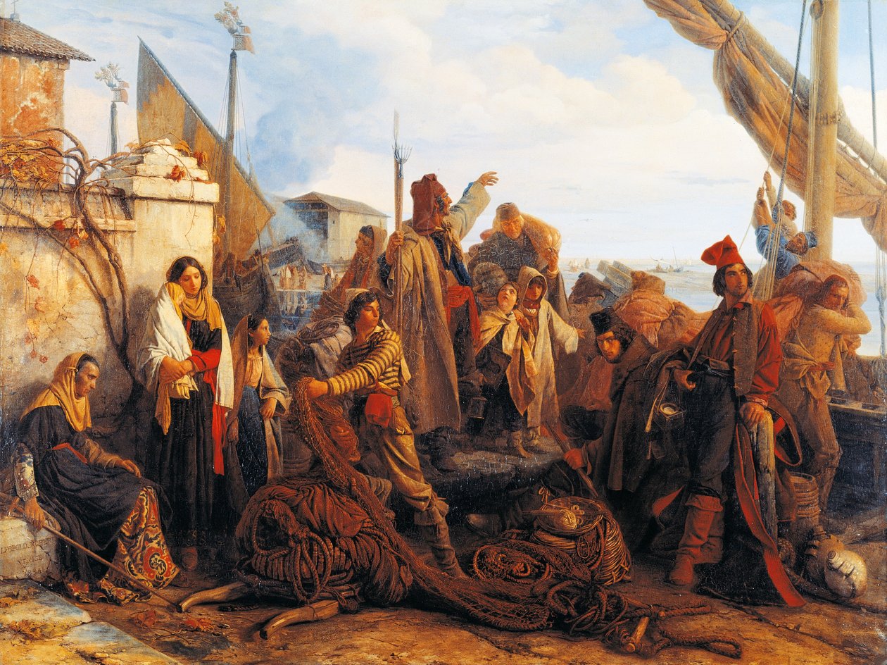 Rybacy wypływający na Adriatyk autorstwa Louis Leopold Robert