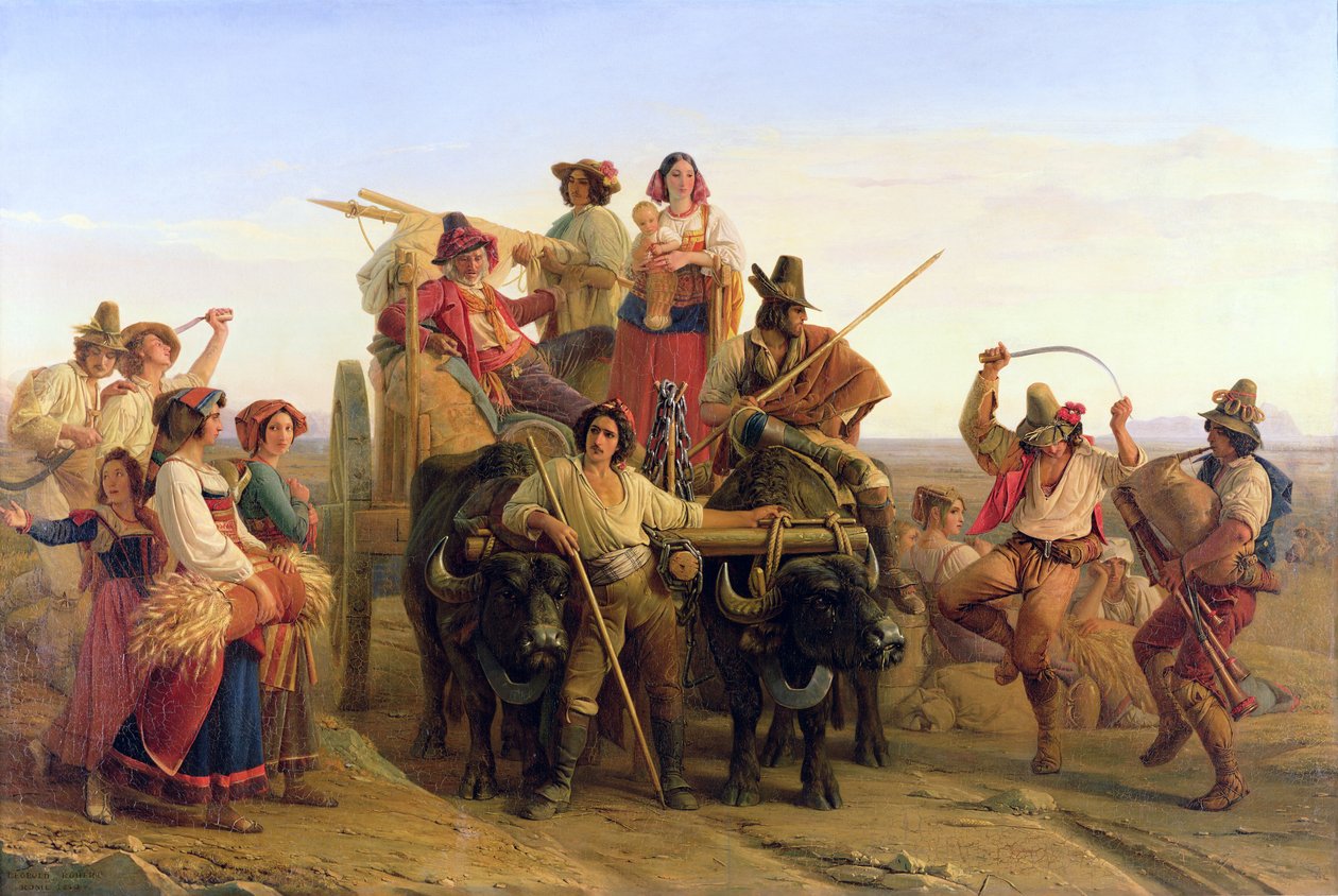 Przybycie żniwiarzy na Bagna Pontyjskie, 1830 r autorstwa Louis Leopold Robert