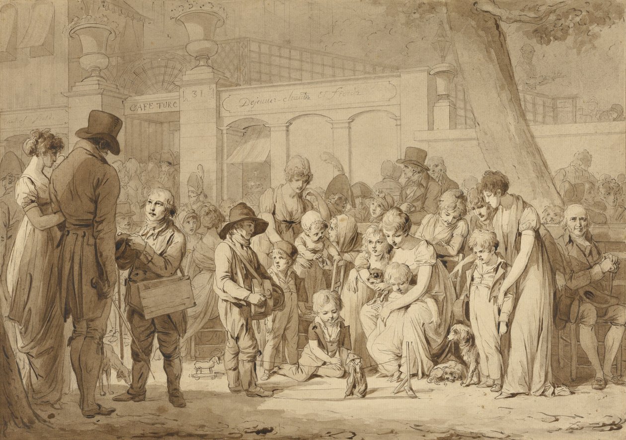 Rysunek kompozycyjny dla „Wejścia do Jardin Turc” autorstwa Louis Leopold Boilly