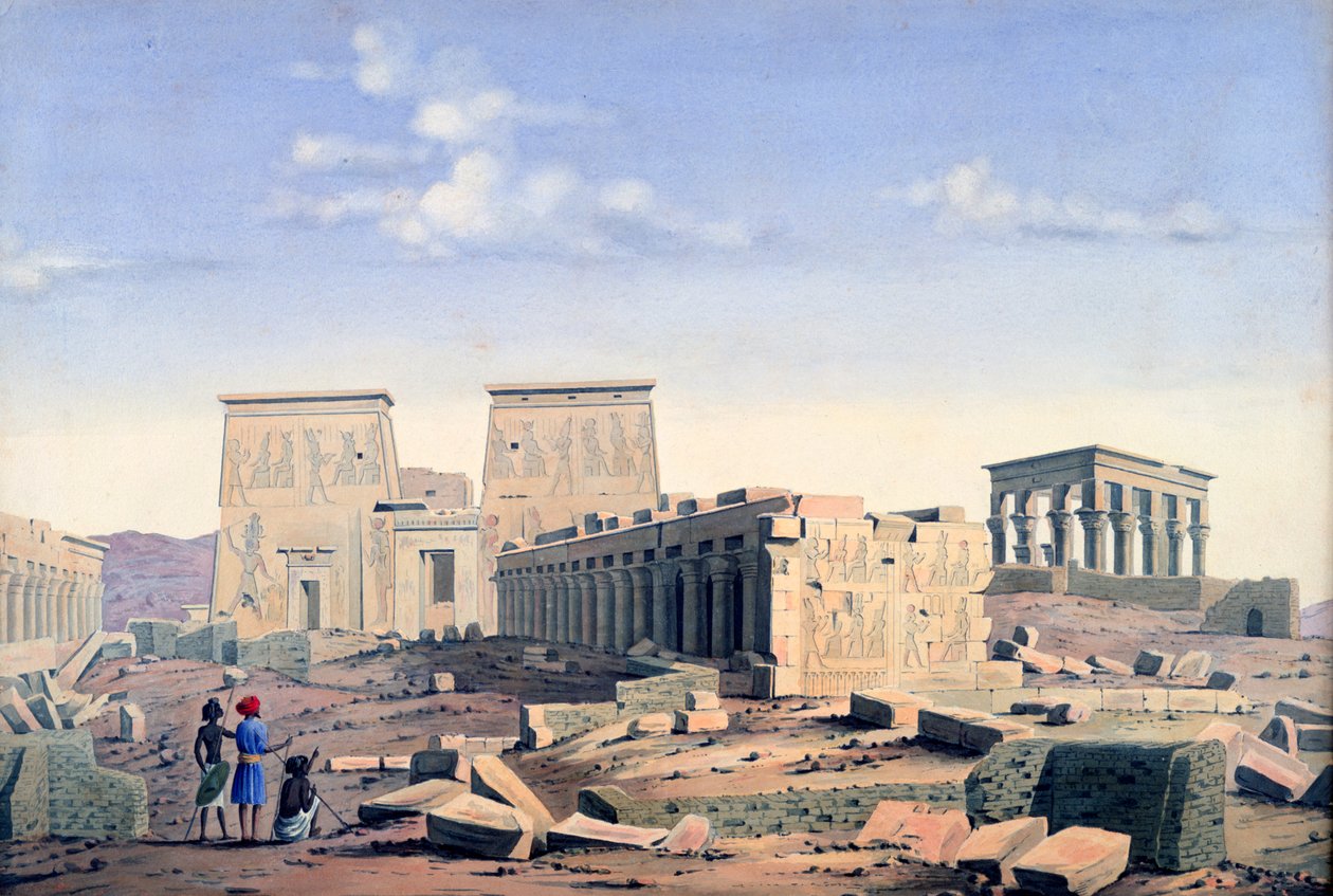 „Wielka Świątynia Izydy”, ok. 1846 r. autorstwa Louis M. A. Linant de Bellefonds,