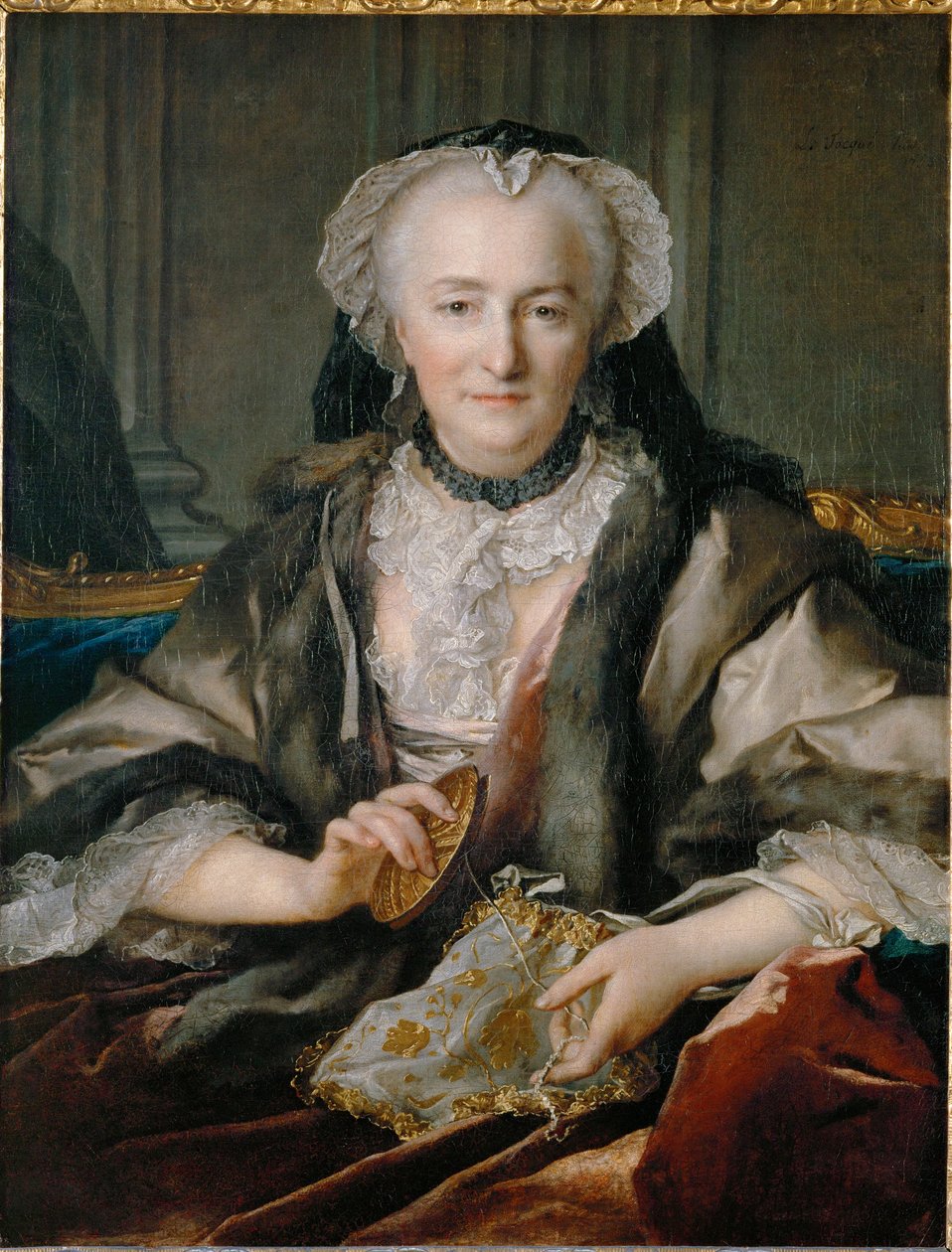 Pani Dange wiążąca węzły - Mrs. Dange haftuje ... autorstwa Louis M. Tocque