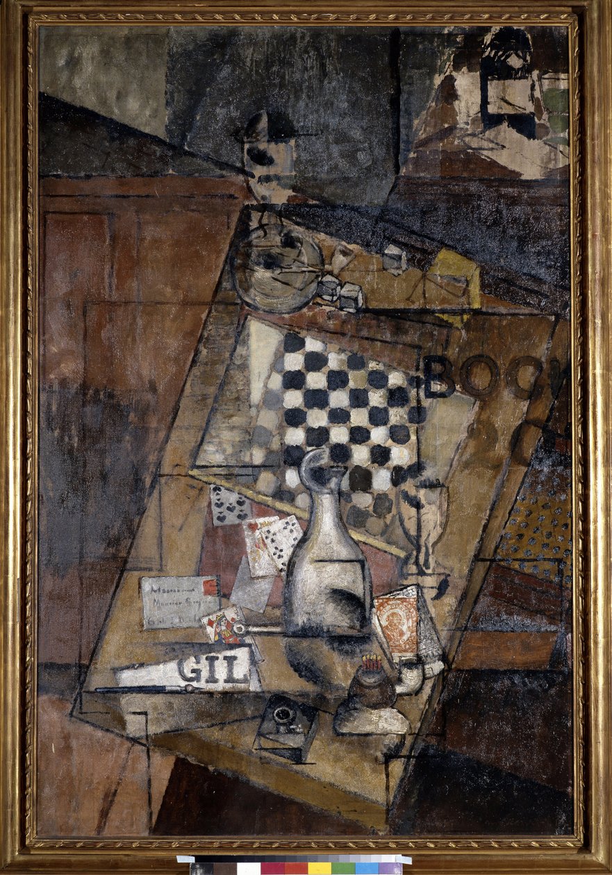 Martwa natura z szachami. Obraz Louisa Markusa znanego jako Louis Marcoussis (1878-1941) autorstwa Louis Marcoussis