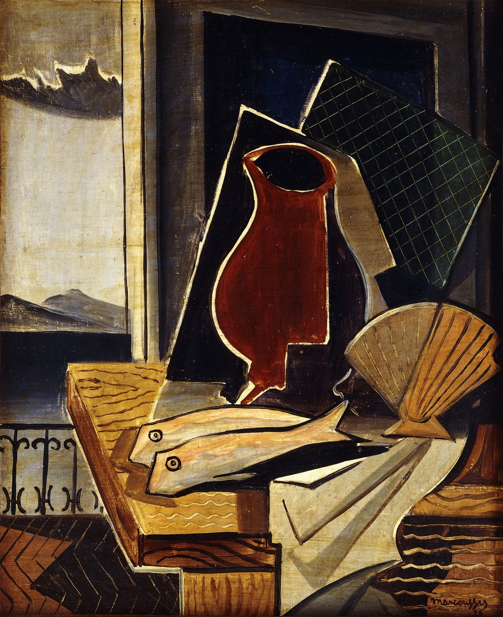 Stół przed balkonem; Tabela devant le Balcon, 1926 autorstwa Louis Marcoussis