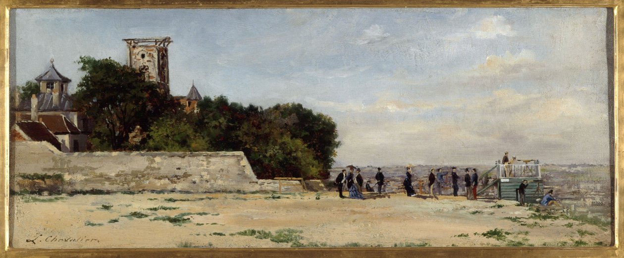 Le sommet de la butte Montmartre, avec la tour Solférino, ok. 1870, ok. 1870 (olej na płótnie) autorstwa Louis Marie Chevalier